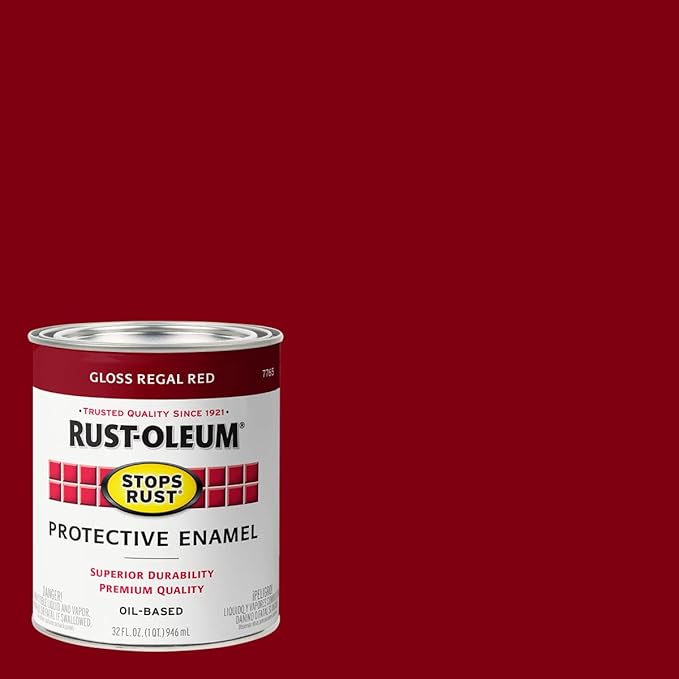Rust-Oleum 7765502 Stops Rust Brush On Paint, Quart, Gloss Regal Red, (Pack of 1)