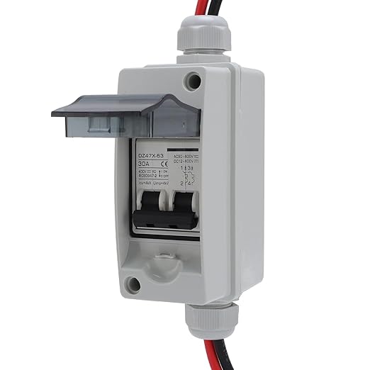 Solar Panel Disconnect Switch 30A DC AC Shut Off 2 Poles Outdoor Home Miniature PV Circuit Breaker Box IP65 Water Proof