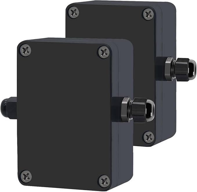 Project BoxI P67 Outdoor Waterproof Box Electronic Junction Box with 15A 600V Barrier Terminal 1IN/1Out Electrical Boxes Black with Fixed Ear 3.3x2.3x1.3 inch