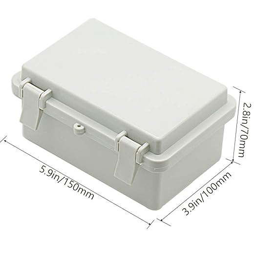 Zulkit 2pcs Junction Box ABS Plastic Dustproof Waterproof IP65 Electrical Boxes Hinged Shell Outdoor Universal Project Enclosure, 5.9 x 3.9 x 2.8 inch