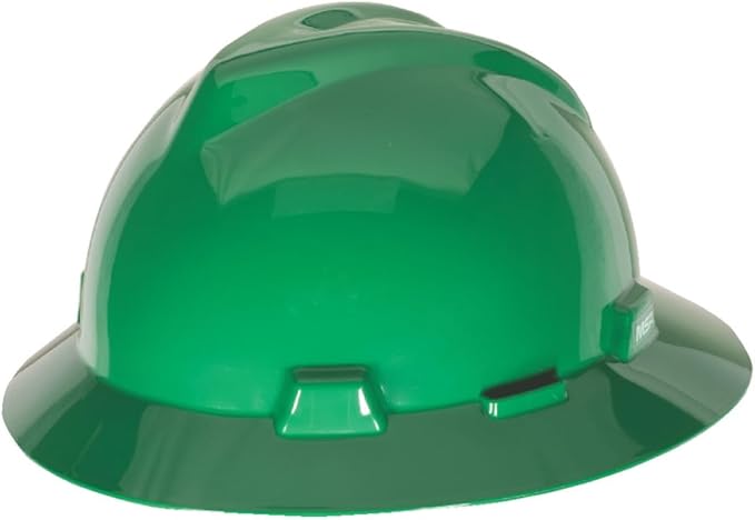 MSA V-Gard Full-Brim Hard Hat with Suspension - Polyethylene Shell, Superior Impact Protection and Self Adjusting Crown Straps - Standard Size Hard Hat