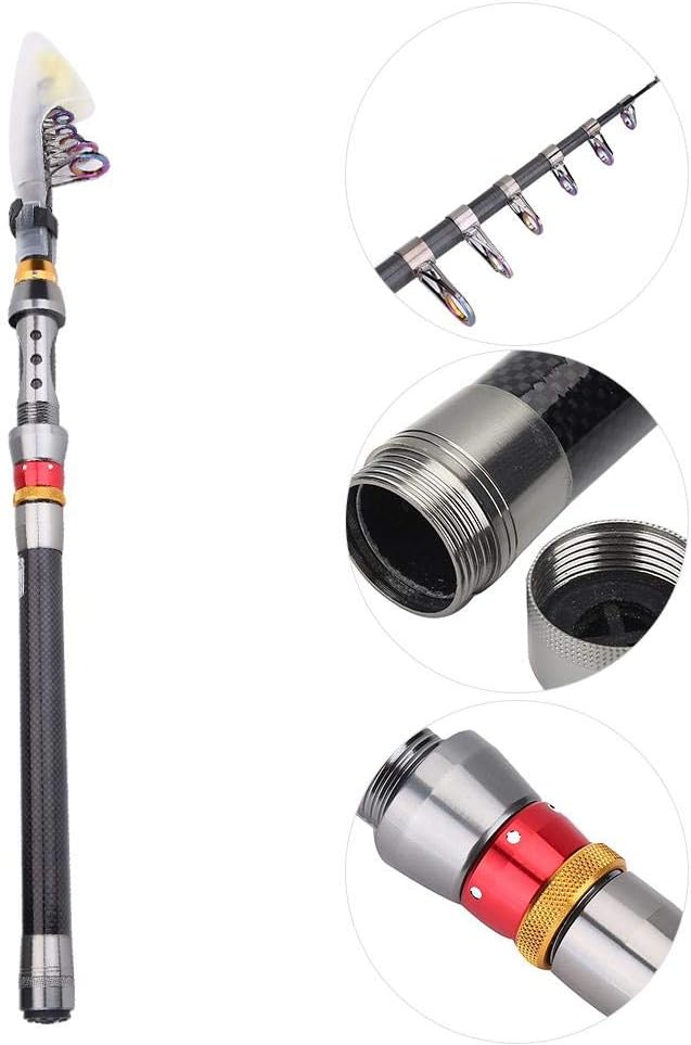 Alomejor Telescopic Fishing Rod,Portable Lightweight Compact,Carbon Fiber Rod for Travelers Campers Fishing Trips Camping Adventures