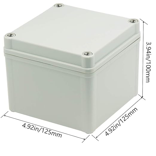 Zulkit Junction Box ABS Plastic Dustproof Waterproof IP67 Junction Boxes Universal Electrical Project Enclosure DIY Electronic Project Box Grey 4.92 x 4.92 x 3.94 inch (125 x 125 x 100 mm)