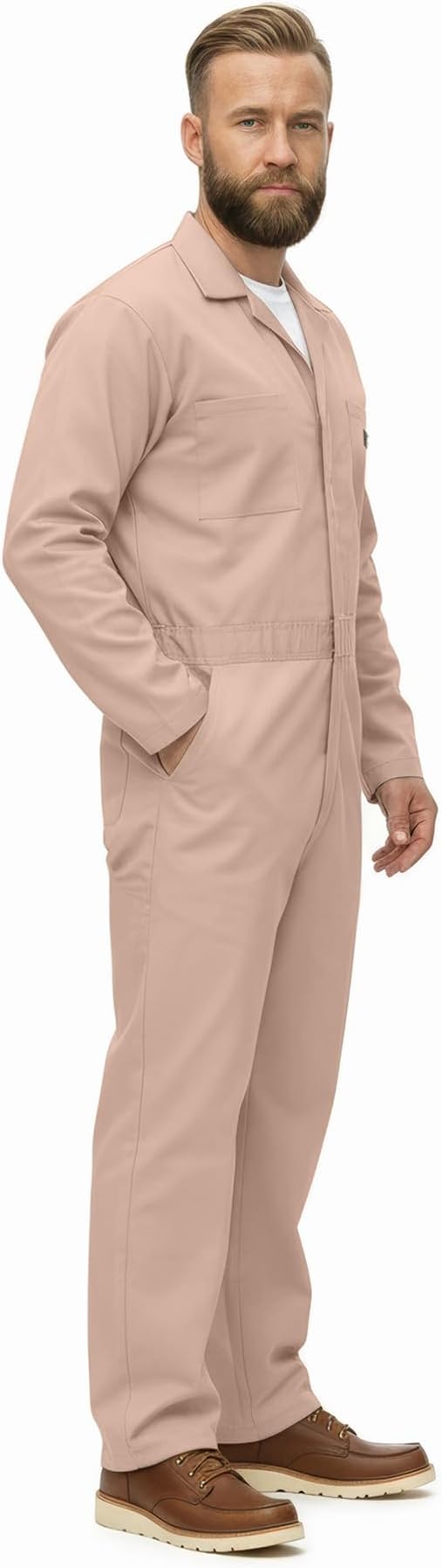 Natural Uniforms Mens Long Sleeve Zip Up Twill Coverall, Stain and Wrinkle Resistant