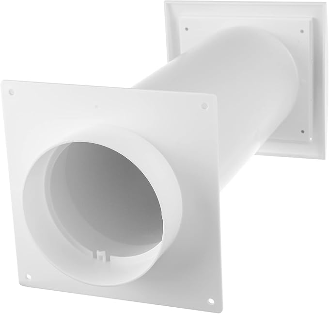 Vent Systems 4'' Inch Plastic Adjustable Through Wall Ventilation Kit - Dryer Vent Kit - Ventilation Tube With Exhaust Hood Vent Cover And Duct Connector - Built In Gravity Damper in Exhaust Hood