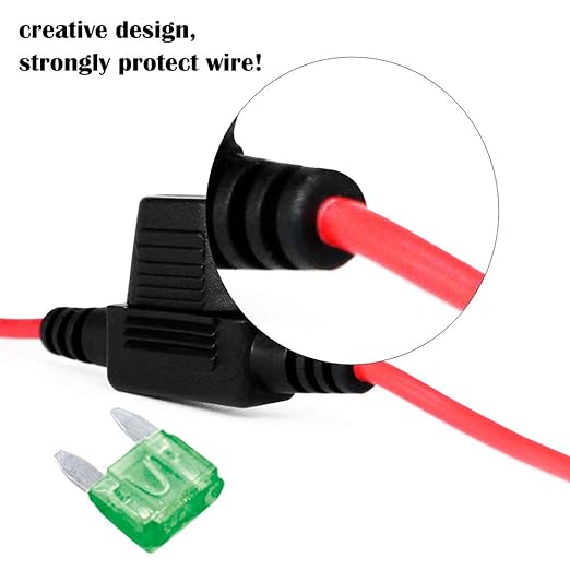 VANTRONIK Waterproof Mini Inline Fuse Holder with 16 Gauge AWG Wire 12 Inches Long, Fit for Small ATM Blade Fuse in Vehicle/Boat/RV/Tractor, 3 Pack