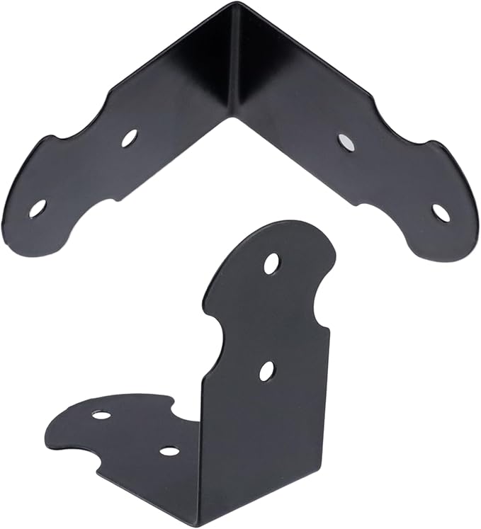 Geesatis 1.6" X 0.7" Set of 20 Right Angle Decorative Corner Protector Box Edge Cover Bracket, with Mounting Screws, Iron,Black