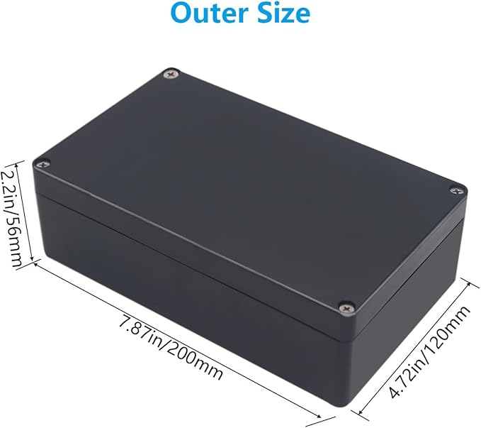 Project Box ABS Black Electrical Boxes IP67 Outdoor Waterproof box Electronic Junction Box Power Enclosure with Cable Glands for DIY Project 7.9 x 4.7 x 2.2 inch (200x120x56mm)