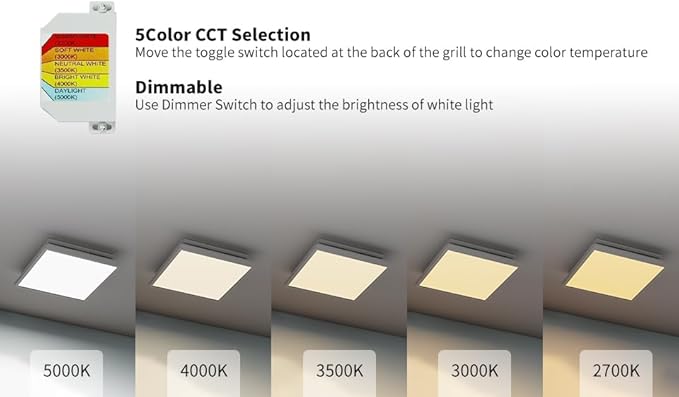 Tech Drive Modern Nickel Bathroom Exhaust Fan with Light, 80CFM, 1000lm Dimmable 5CCT LED Light Selectable, Quiet Ventilation fan with night light,Energy Star Certified,Decorative Nickel Trim