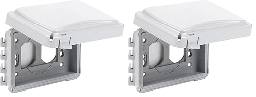 TayMac MM110G Weatherproof Single Outlet Outdoor Receptacle Cover, 5/8 Inches Deep, Grey (Pack of 2)