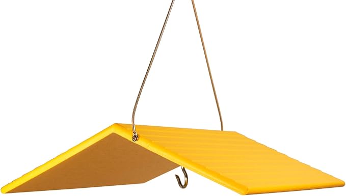JCs Wildlife Poly Weather Cover - Rain Guard - Hang Bird Feeder or House Underneath for Protection from Rain or Snow - Easy to Clean and Use (Large, Yellow)