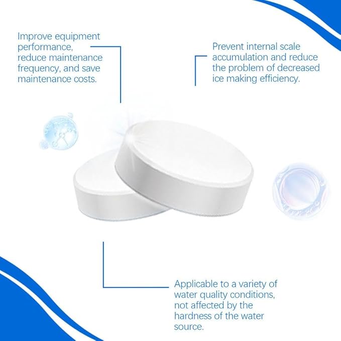 Ice Machine Cleaner Maker Descaler - 12 Clean Tablets for Frigidair e Ice Machine, Helps Remove Hard Water and Mineral Buildup for Great-Tasting Ice