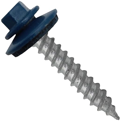Metal Roofing Screw: (250) 12 x 1-1/2" Heron Blue Hex Sheet Metal Roof Screw. Sharp Point Metal to Wood siding Screws. 5/8" EPDM Washer.