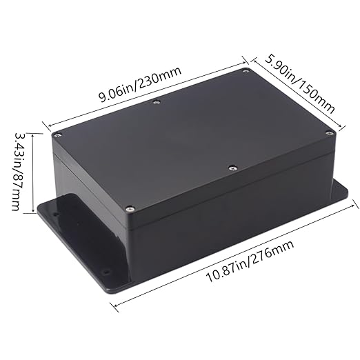 Junction Box IP65 Waterproof ABS Plastic Electrical Project Case Power Junction Boxes, Project Box with Fixed Ear Black 9.06x5.90x3.43 inch (230 x 150 x87 mm)