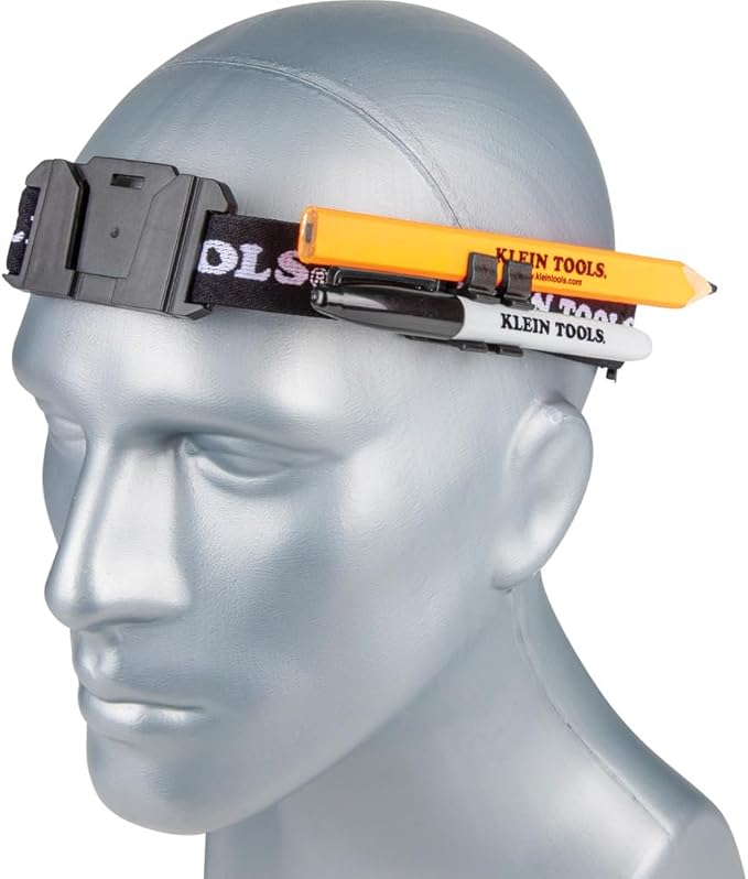 Klein Tools 80174 (2) Rechargeable LED Headlamps with Headlamp Bracket and Fabric Strap, 300 Lumen All-Day Runtime, for Klein Hard Hats, 3-Piece