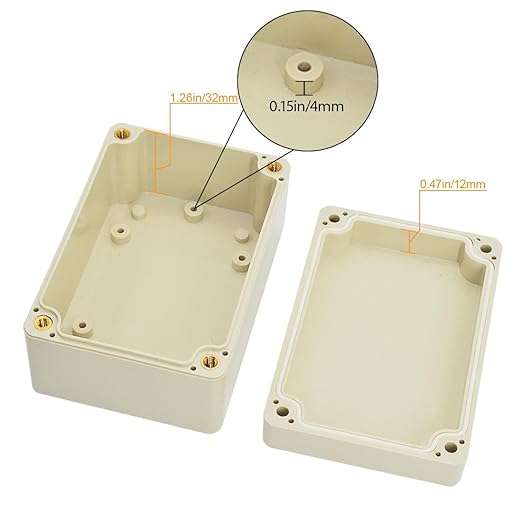 LeMotech Waterproof Dustproof IP65 ABS Plastic Junction Box Universal Electric Project Enclosure Pale Gray 3.9 x 2.7 x 2 inch (100 x 68 x 50 mm)