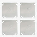 4 Packs Square Electrical Box Cover with 1/2 Inch Knockout, 4 Inch Metal Junction Box Covers, Flat Outlet Box Plate with Angled Mounting Slots for 4 inch Square Box