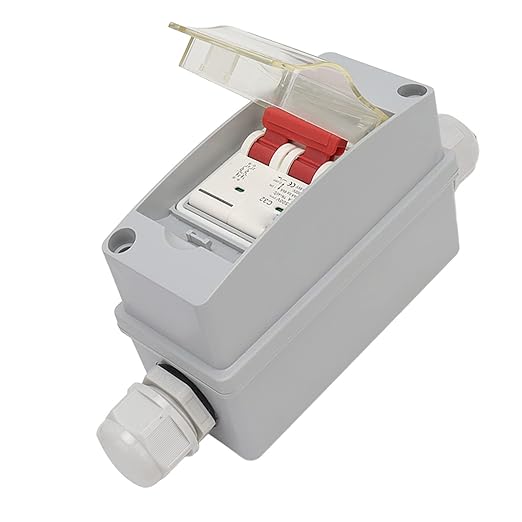 Focket 32A 500V PV DC Disconnect Switch, MCB 2P Solar Current Sink Load Switching Air Miniature Circuit Breaker with IP65 Distribution Box for Panel (Without Cable)