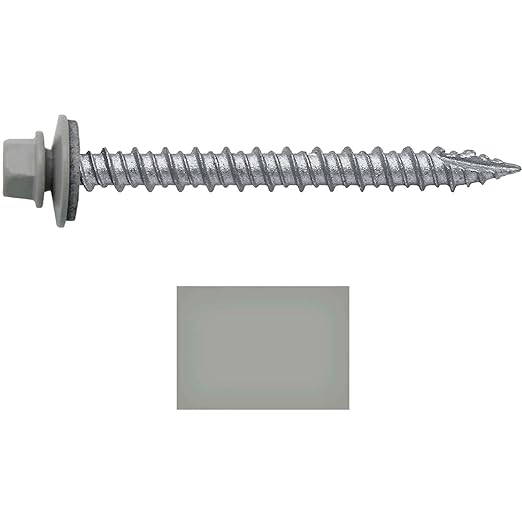 Metal ROOFING SCREWS: (250) 10 x 2" ABC Gray Hex Head Sheet Metal Roof Screw. Self starting metal to wood siding screws. EPDM washer. Colored head