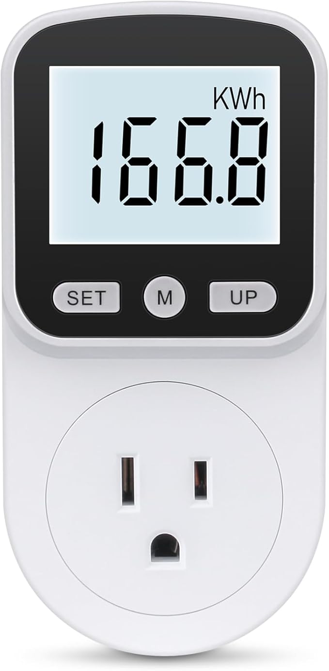 Upgraded Watt Meter Power Meter Plug Home Energy Monitor Electricity Usage Monitor, Electrical Usage Monitor, Energy Voltage Amps Meter Tester with Backlight, Overload Protection, 8 Display Modes