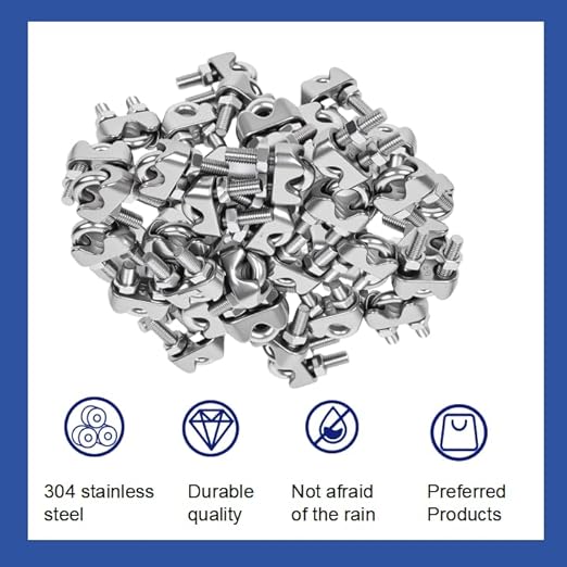 40 Pcs 1/8 inch Stainless Steel Wire Rope Cable Clamp Clips,Wire Rope Clamp for Various Commercial, Industrial, and Residential Projects (M3, 40)