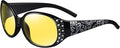 HAOLOTA Night Vision Driving Glasses Women Anti Glare Polarized, Wrap Around Nighttime Safety Glasses UV Protection