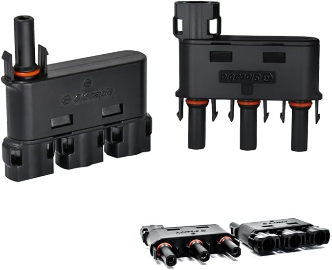 Solar Branch Connector, Y Connector IP68 1500V Solid Copper Terminal in PV Solar Series or Parallel Circuits,1 Pairs FMMM+MFFF