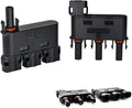 Solar Branch Connector, Y Connector IP68 1500V Solid Copper Terminal in PV Solar Series or Parallel Circuits,1 Pairs FMMM+MFFF