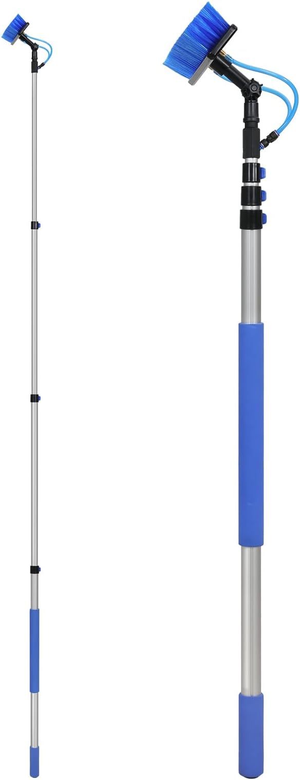 VEVOR Water Fed Pole Kit, 20FT Solar Panel Cleaning Pole with Extendable Handle, 180° Rotatable Brush Head & 65.6FT Hose, Household & Outdoor Window Cleaner Tool for Caravan Solar Panel Deck