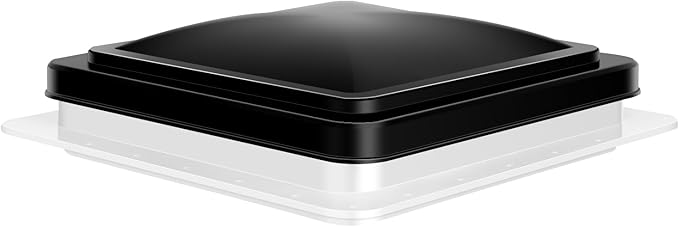 RV Roof Vent 12V Reversible FAN Kit 14" x 14" Manual Lift Black Lid