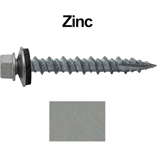 Metal Roofing Screws: (250) 10 x 1-1/2" Galvanized Hex Head Sheet Metal Roof Screw. Self Starting Metal to Wood siding Screws. EPDM Washer. No Paint
