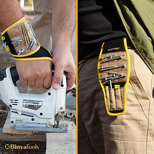 Magnetic Wristband for Tools Gift for Him Magnet Screw Holder Wrist Support Keeps Screws Nails Drill Bits Handy Unique Tool Gadgets for Men's & Dad (Coyote Brown)