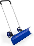 Heavy-Duty Snow Shovel for Driveway - 2-Wheel Snow Shovel with 37-Inch Steel Blade, Adjustable Handle & Blade Angle for Effortless Snow Removal, Perfect Snow Plow for Driveways and Sidewalks