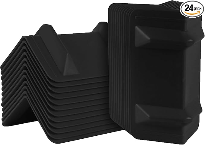 24 Pack Flatbed Edge Corner Protector for Cargo Shipping, Plastic Ratchet Strap Protectors for Tie Downs, Corner Guards for Straps Black