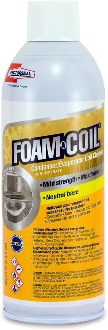 RectorSeal Foam-A-Coil 82640 Coil Cleaner, Superior Penetrating Surfactant- Aided Foam Lifts & Removes Grime and Grease, Indoor & Outdoor use, HVAC, 12 oz