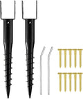 Premium No Dig Ground Anchor Black U-Model Screw in Post Stake 27" Long Anchor Fits Full Sized 4"x4" Posts, Great for Mailbox Posts and Fence Posts, 2-Pack