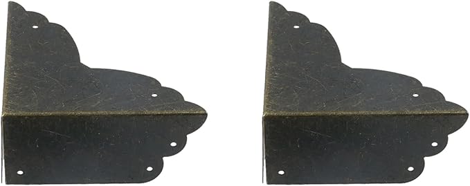 Mcredy 12 Pcs Table Corner Protectors Retro Bronze Metal Corner Guards Covers Decorative with Nails for Furniture Edge Protectors, 2.8"x2.8"x1.2"(LxWxH), Side Length 2.8"