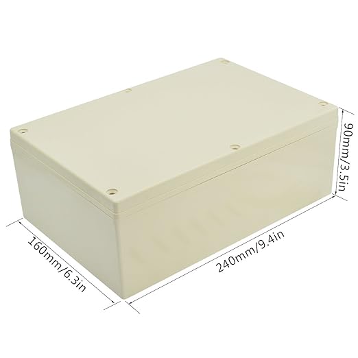 LeMotech Waterproof Dustproof IP65 ABS Plastic Junction Box Universal Electric Project Enclosure Pale Gray 9.4 x 6.3 x 3.5 inch (240 x 160 x 90 mm)