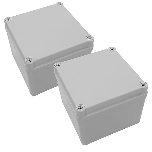 LeMotech Junction Box IP67 Waterproof Dustproof ABS Plastic Project Box for Electrical Outdoor Enclosure Gray 4.9 x 4.9 x 3.9 inch (125 x 125 x 100 mm),2 Pack