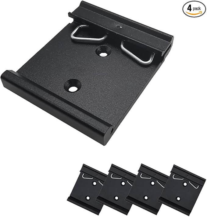 1.73" Width DIN Rail Mounting Clip, Universal Aluminum Alloy Bracket, Snap-in Fixed Clamp for 35mm Slotted DIN Rail, 4-Pack