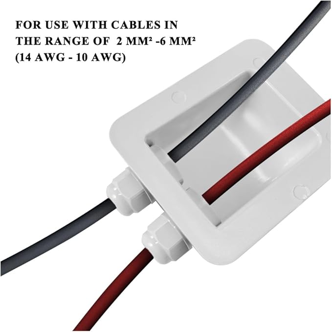Weatherproof ABS Solar Double Cable Entry Gland for All Cable Types 2mm² to 6mm² for Solar Project on Rv, Campervan, Boat