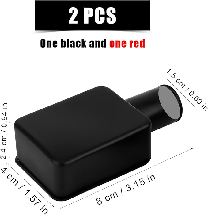 SAVITA 2pcs Battery Terminal Covers Auto, Red & Black Soft Rubber Positive Negative Insulating Stud Covers Flexible Battery Terminal Protective Caps for Car Electric Bikes Trucks