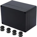 Project Box ABS Black Electrical Boxes IP65 Outdoor Waterproof Box Electronic Junction Box Power Enclosure with Cable Glands for DIY Project 6.3 x 4.33 x 3.54 inch (160x110x90mm)