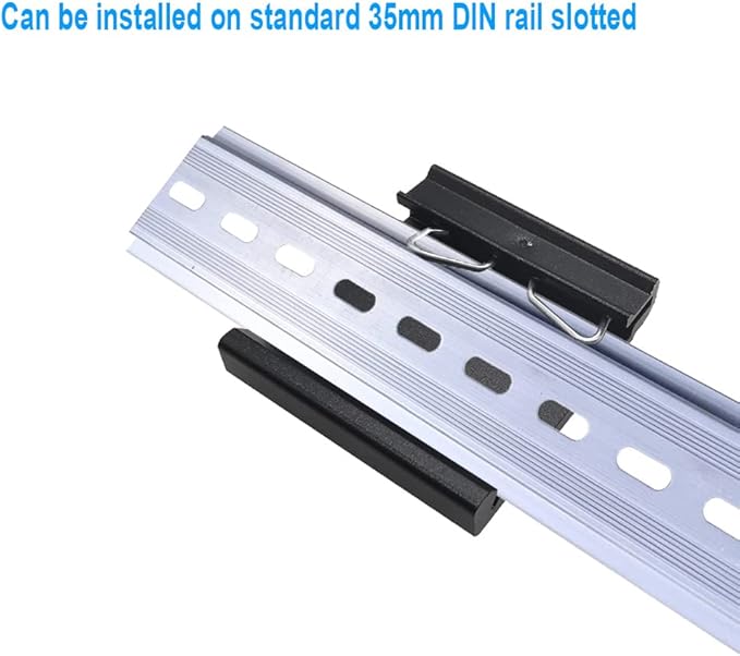 1.73" Width DIN Rail Mounting Clip, Universal Aluminum Alloy Bracket, Snap-in Fixed Clamp for 35mm Slotted DIN Rail, 4-Pack