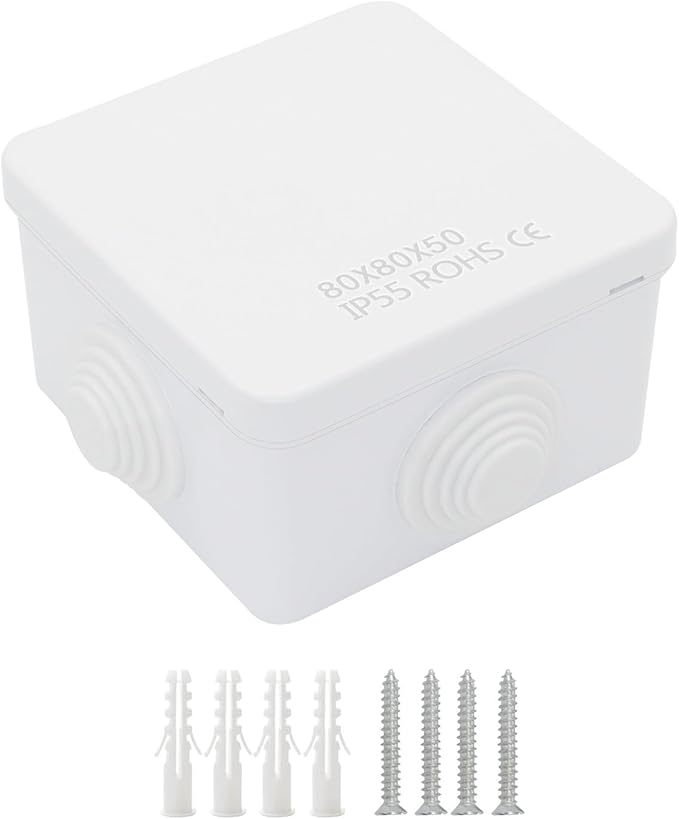 LeMotech Junction Box, ABS Plastic IP55 Water Resistant and Dustproof, Universal Electrical Enclosure, Outdoor and Indoor Project Box, 3.1" x 3.1" x 1.9", White