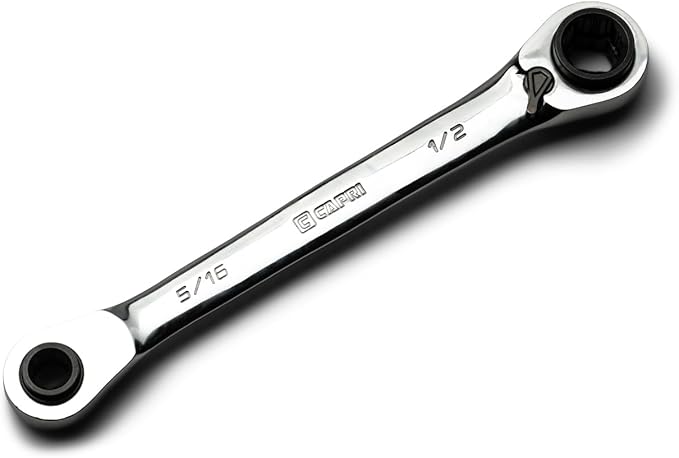 Capri Tools 4-in-1 120-Tooth Box End Reversible Ratcheting Wrench, 5/16, 3/8, 7/16, 1/2 in., SAE