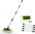 Forgrace Car Wash Brush 12" with Long Handle 60 Inch, Soft Bristle Scrub Brush for Car, Truck, Boat, RV, House Siding, Deck Camper Exterior Washing Cleaning Tool Green