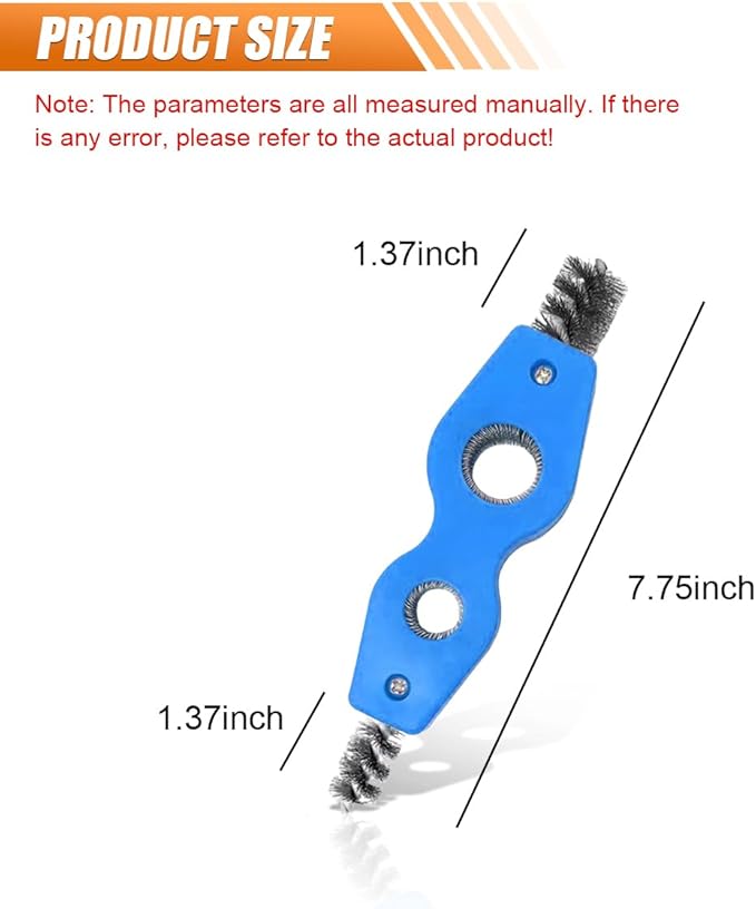 4-in-1 Car Battery Terminal Cleaning Brush- 1/2" & 3/4" Inner & Outer Thread Copper Tubing Pipes Brush- Rustproof Machine Parts Cleaner Tool for Plumbing Installation Soldering Brazing (Blue)
