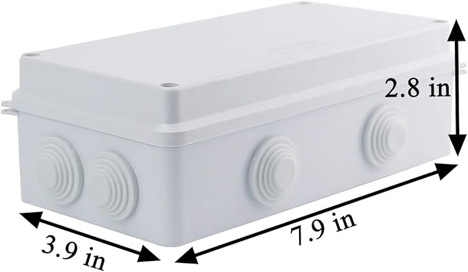 Sunnyglade ABS Plastic Electrical Junction Box IP65 Waterproof Universal Outlet Box Durable Outdoor Electrical Gang Box White （7.9 x 3.9 x 2.8 inch）