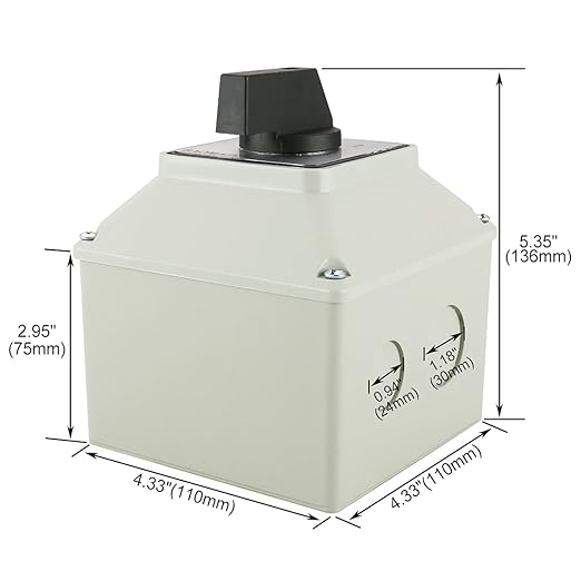 Baomain Universal Rotary Changeover Switch SZW26-40/D303.3D with Master Switch Exterior Box 660V 40A 3 Position 12 Terminals 3 Phase